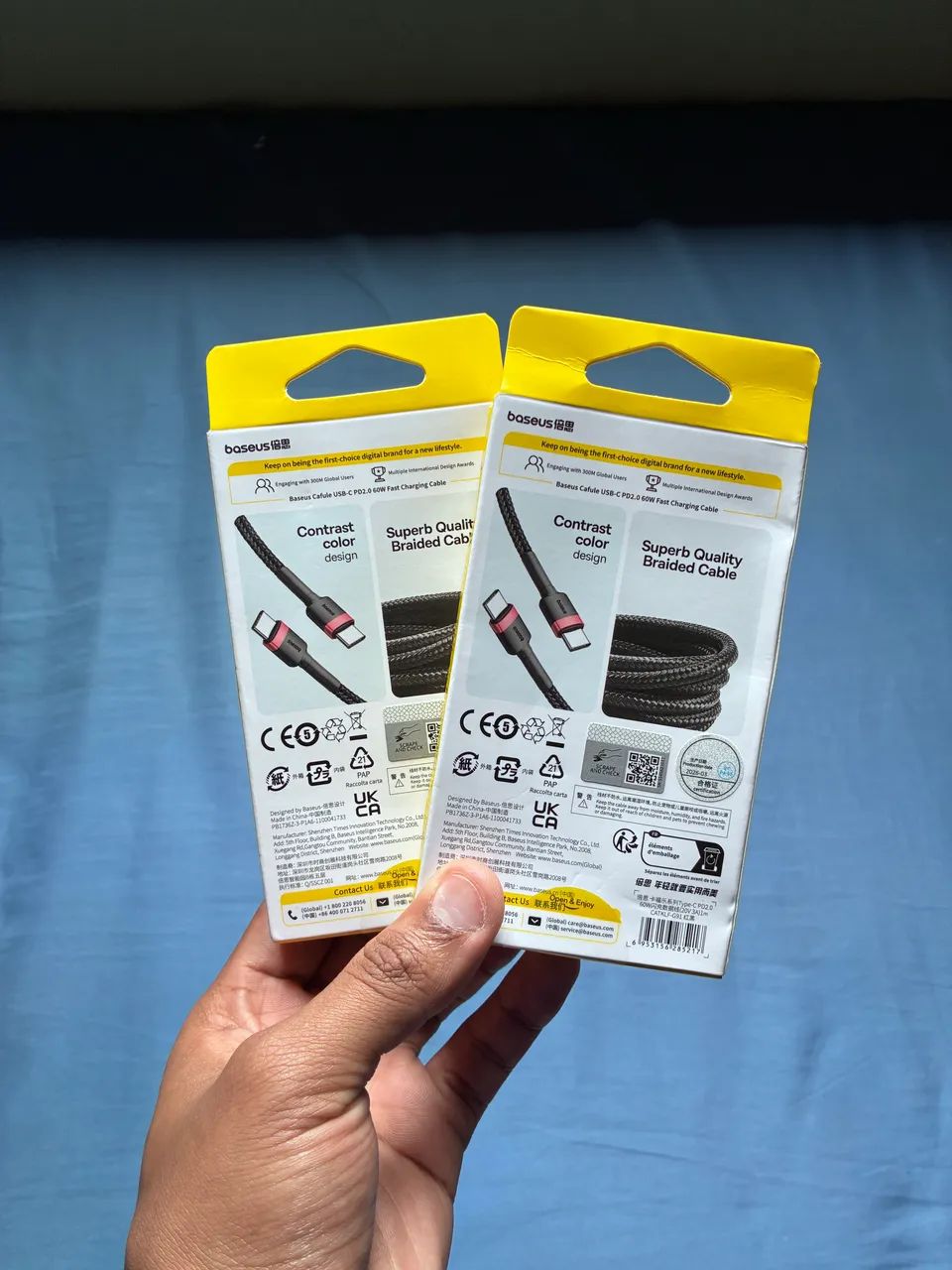 Kit 2 Cabos Turbo Baseus Cafule USB-C para USB-C 60W 1m - Lacrados - Foto 2