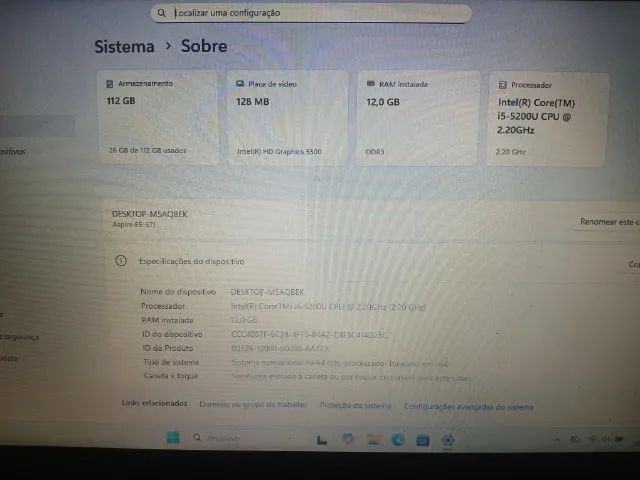 Notebook ACER - Core I5 - 5200 - 12Gb RAM - SSD - 120Gb - Foto 2