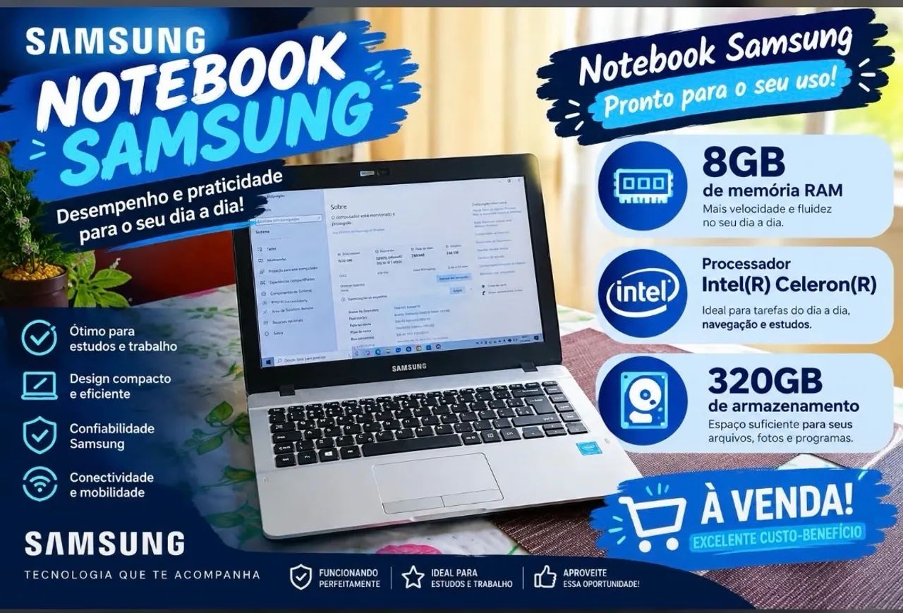 NOTEBOOK SAMSUNG À VENDA! 