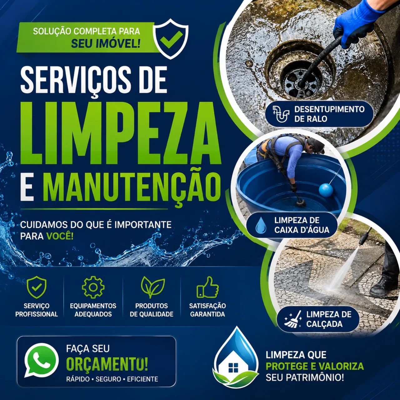 Serviço de limpeza e manutenção. 