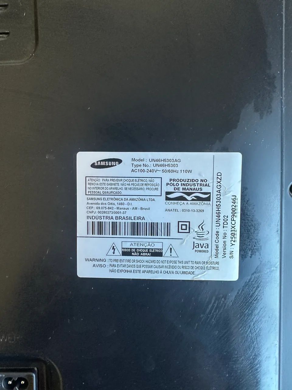 Televisão Samsung 46 Polegadas Smart TV - Preto - Tela Quebrada - Foto 5