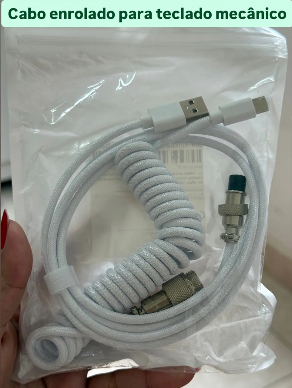 Cabo enrolado para teclado mecânico 