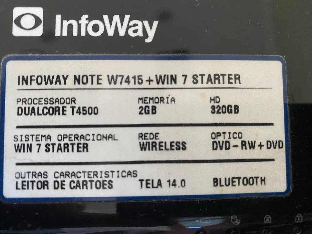 Notebook Infoway W7415 - Itautec (Único Dono) - Foto 4