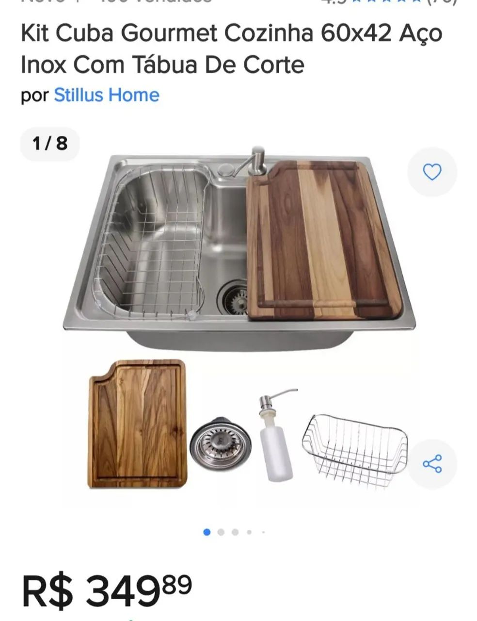 Cuba gourmet de sobrepor em inox 60x40com 