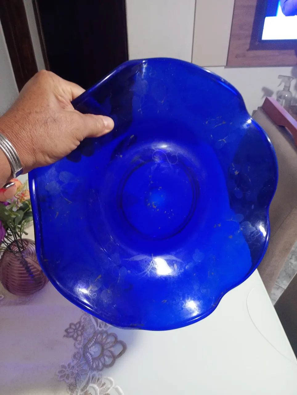 Fruteira antiga azul cobalto  - Foto 3