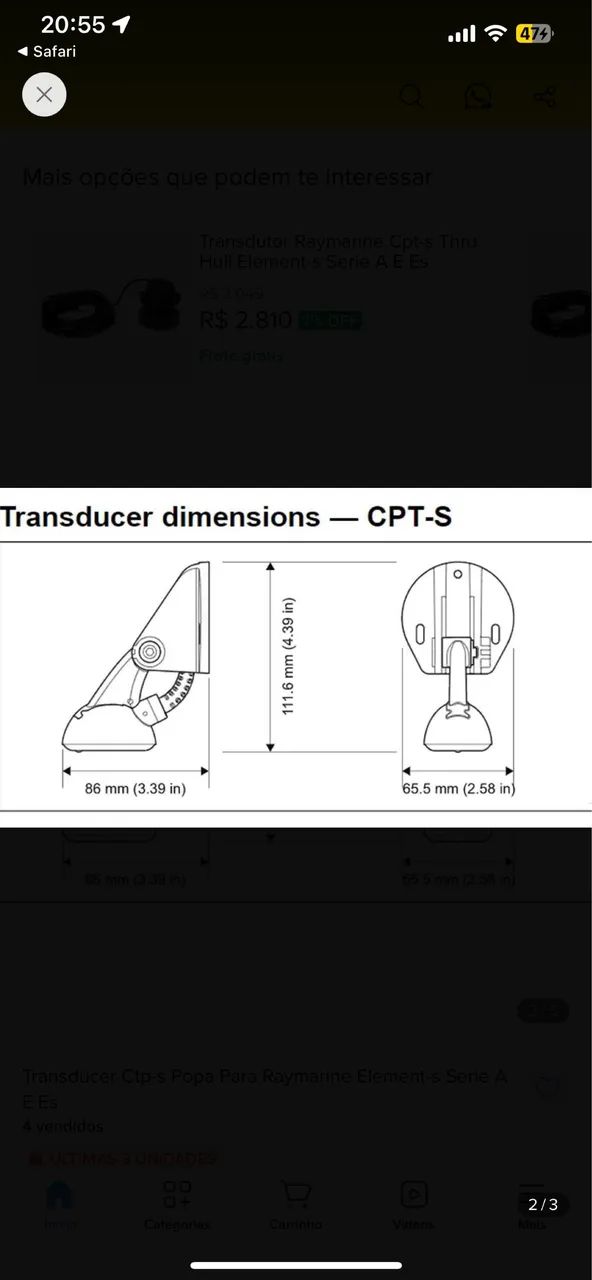 Transducer Ctp-s Popa Para GPS Raymarine  - Foto 3