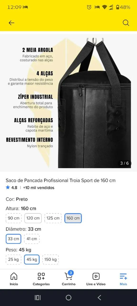 Saco de pancada 160 cm - Foto 4