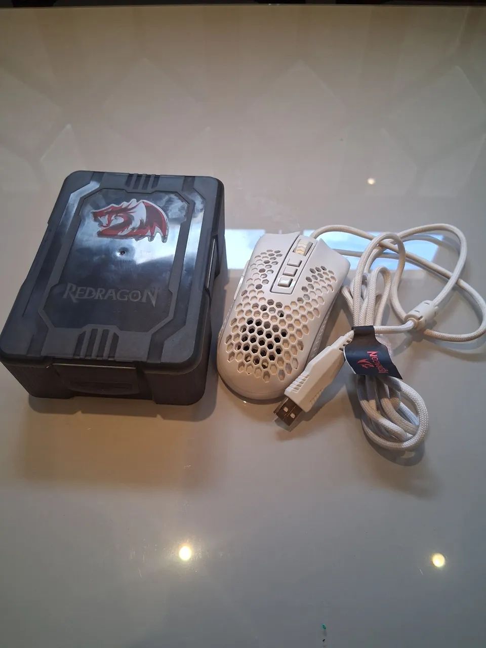 MOUSE REDRAGON STORM ELITE LUNAR WHITE NOVINHO - Foto 3