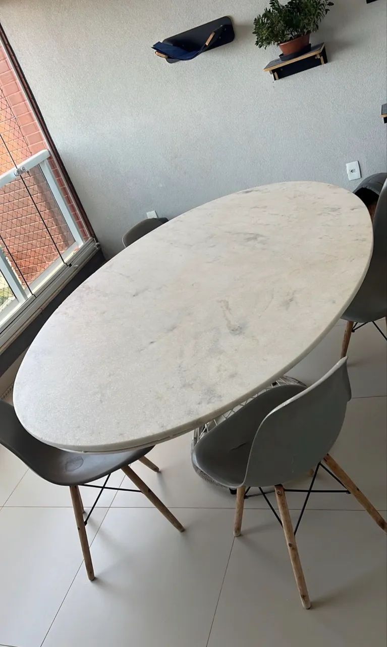 Mesa oval mármore carrara - Foto 2