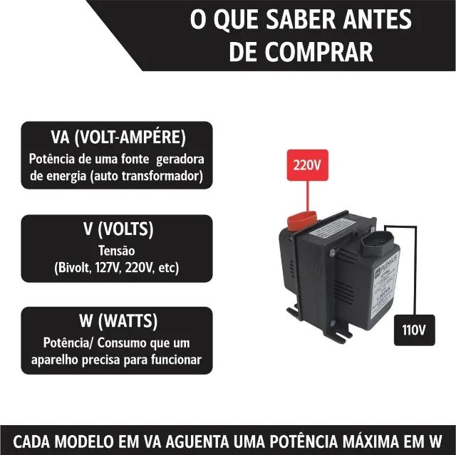 Transformador de voltagem220 para 100 e 110 para 220V - 3000 VA - Foto 4