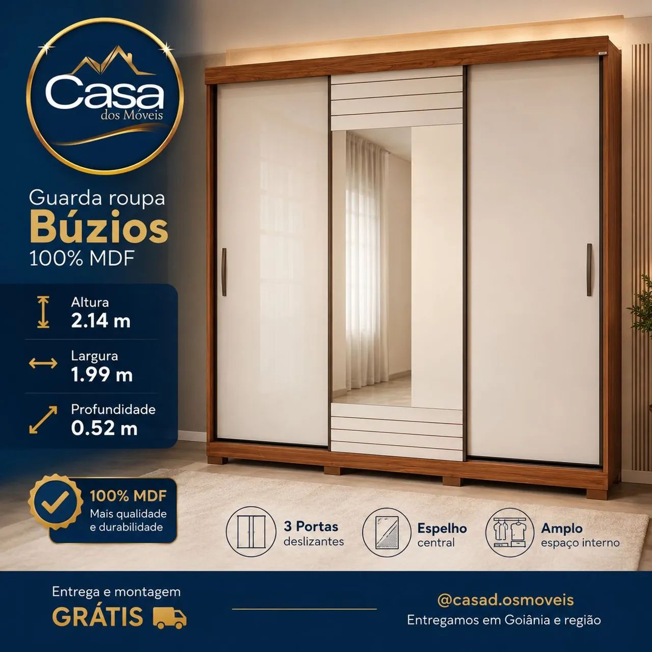 Roupeiro búzios 100% MDF 