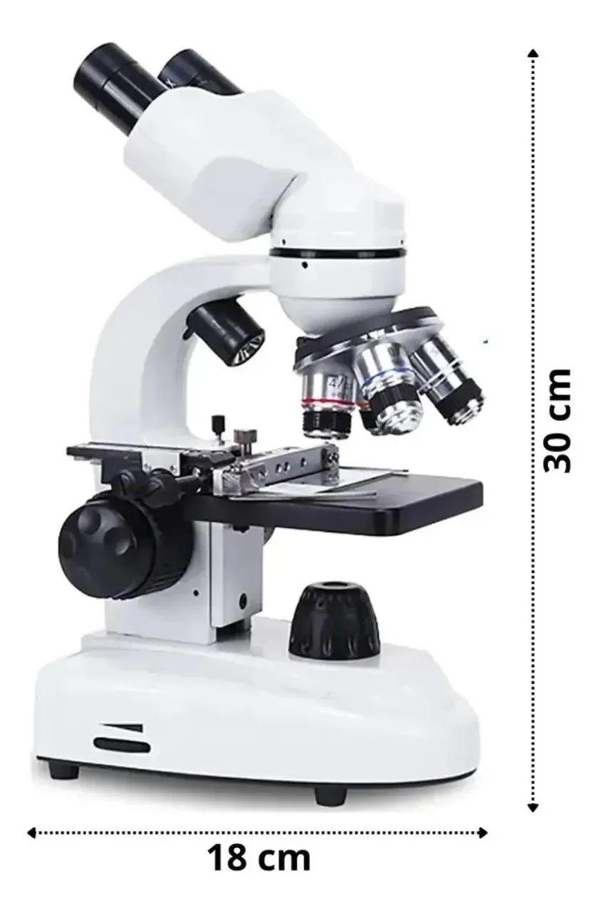Microscópio Biológico Binocular Optico Profissional Estudant Branco 5v - Foto 2
