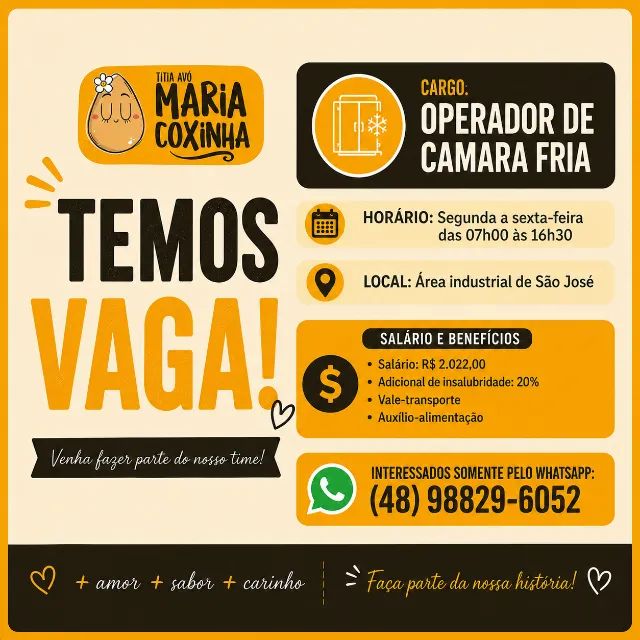 VAGA OPERADOR DE CAMARA FRIA 