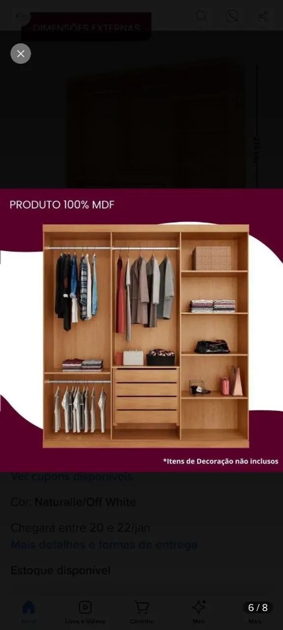Vendo Guarda roupa casal 100% MDF com espelho  - Foto 2