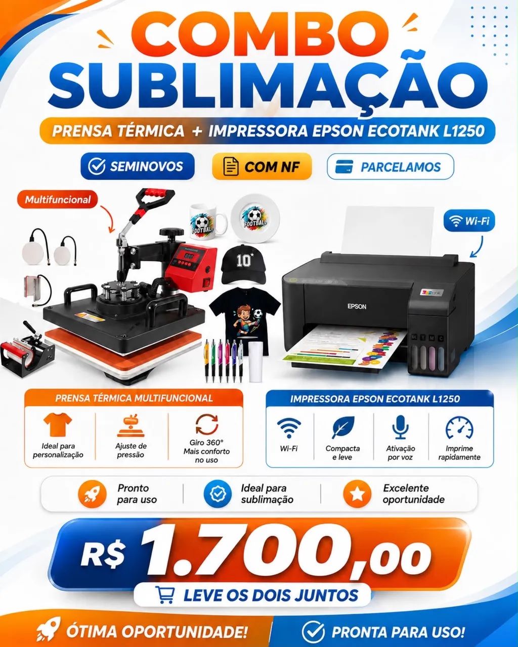 KIT MÁQUINA SUBLIMAÇÃO  - Foto 2