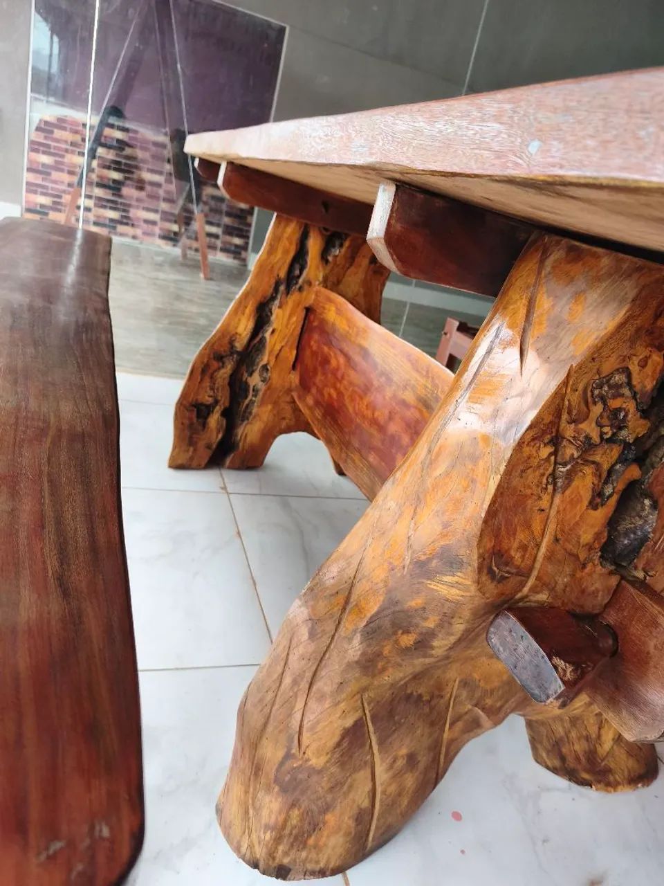 Mesa Rústica Com 2 Bancos - Belíssima  - Foto 4