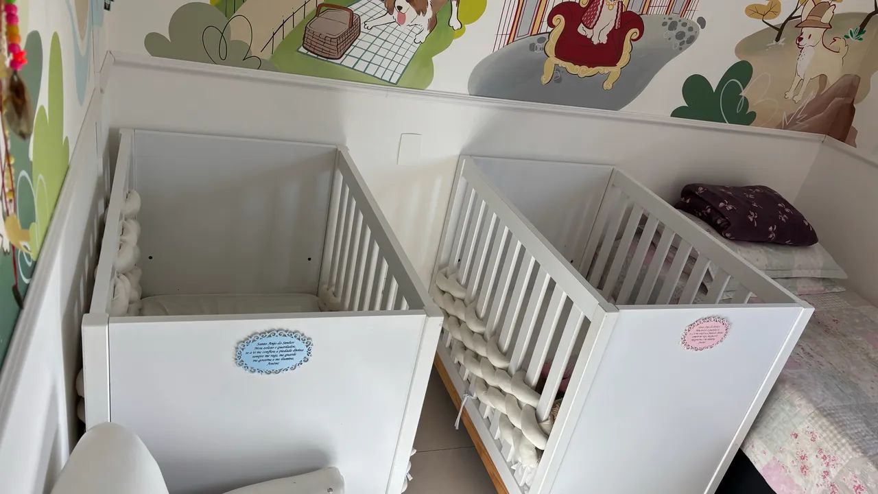 Dois Berços Amor Perfeito com Colchões - Ótimos para Quarto de Gêmeos - Foto 4