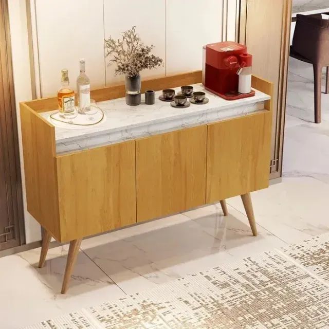 Buffet Gold Marmorizado 3 portas Mel/Marmore Branco