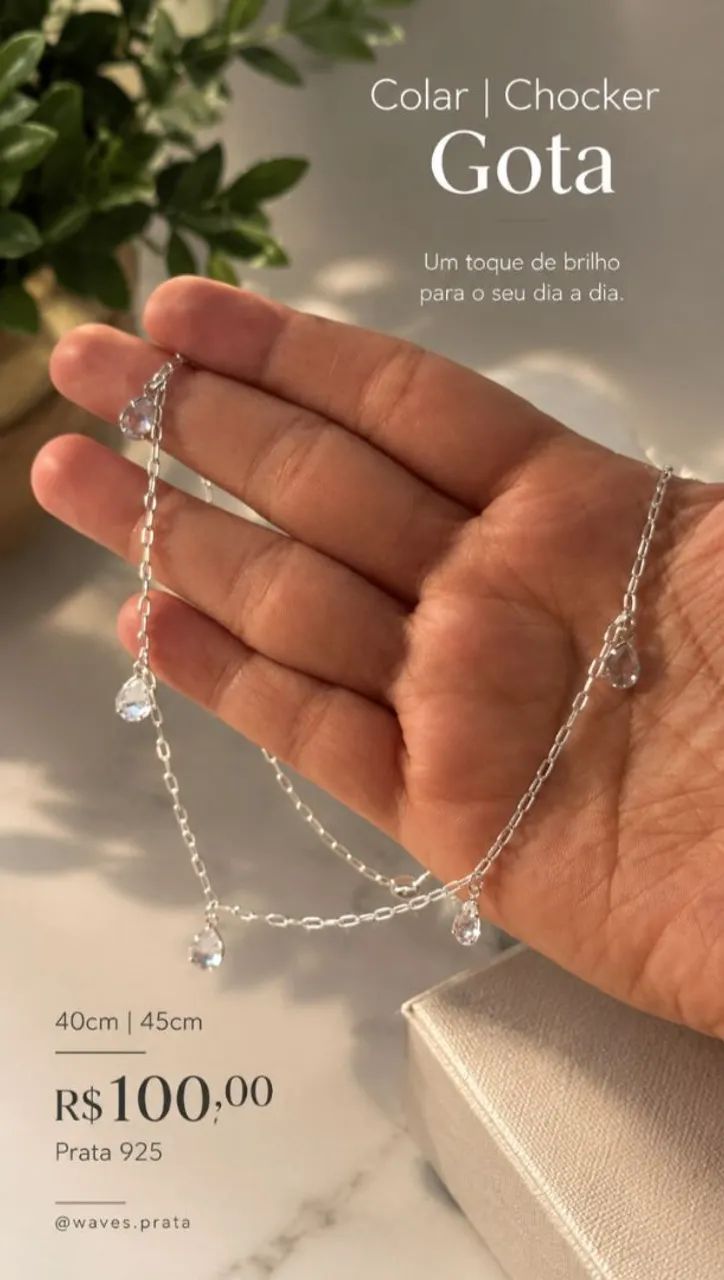 Colar Chocker 40cm 45cm Prata 925