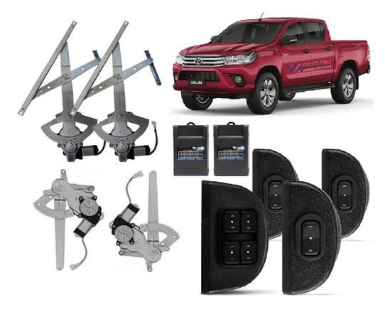 Kit Vidro Elétrico C/ Sistema Ante Esmagamento Hilux 4pts - Completo Tragial