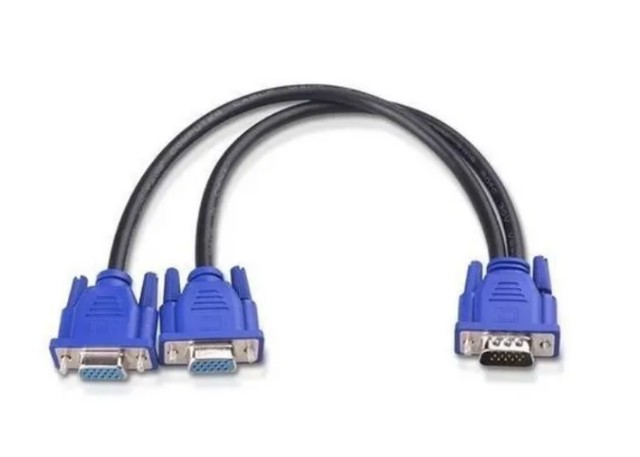 Cabo Adaptador Vga para 2 Monitores - 1 Macho P/ 2 Vga Femea