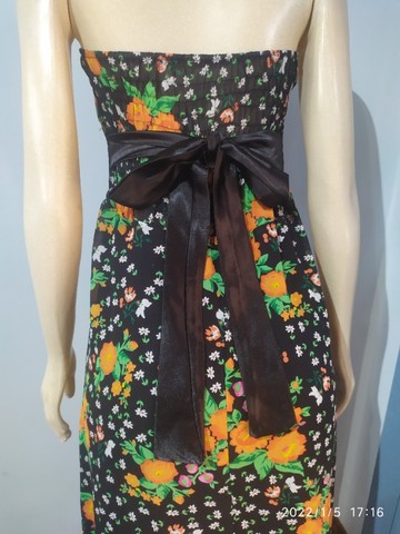 Vestido feminino floral M Longo, tomara que caia - Foto 5
