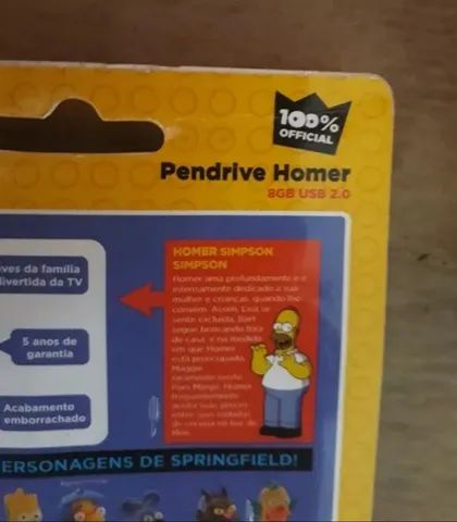 PEN DRIVE 8 GB HOMER SIMPSON MULTILASER OS SIMPSONS EMBORRACHADO OFICIAL LICENCIADO - Foto 6