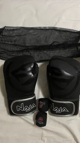 Kit Boxe/Muay Thai Naja Black Preto -  12oz
