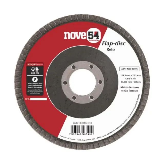 Disco Lixa Flap 4.1/2" Aço Madeira P/ Esmerilhadeira Nove54