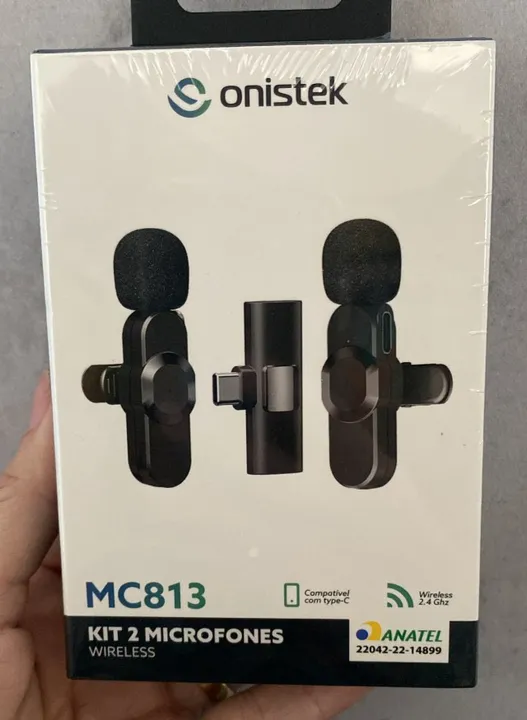 Microfone de Lapela Sem Fio Onistek ONMC813 - Kit com 2 Unidades para Conectores Tipo C