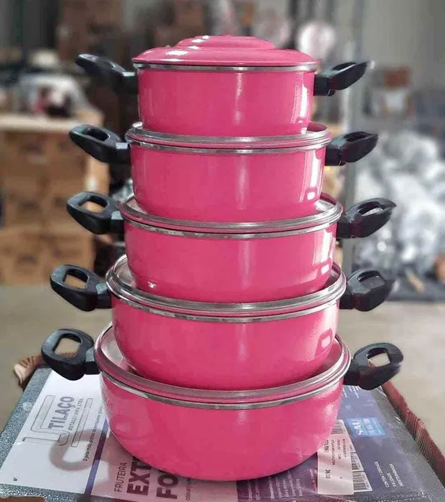Jogo de Panelas 5 Peças Rosa