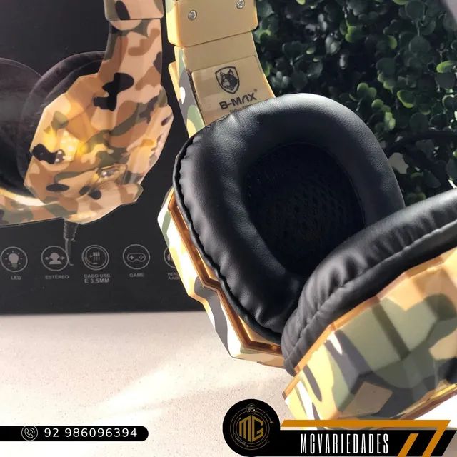 Fone Gamer Camuflado Com Led