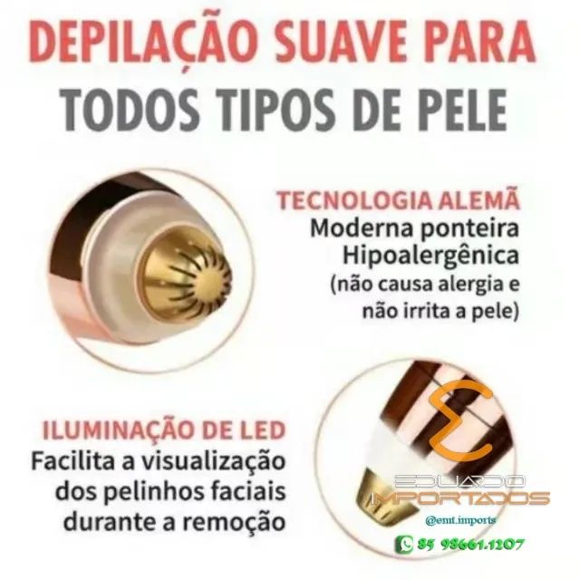 Caneta Depiladora Indolor de Sobrancelhas Recarregável - Foto 2