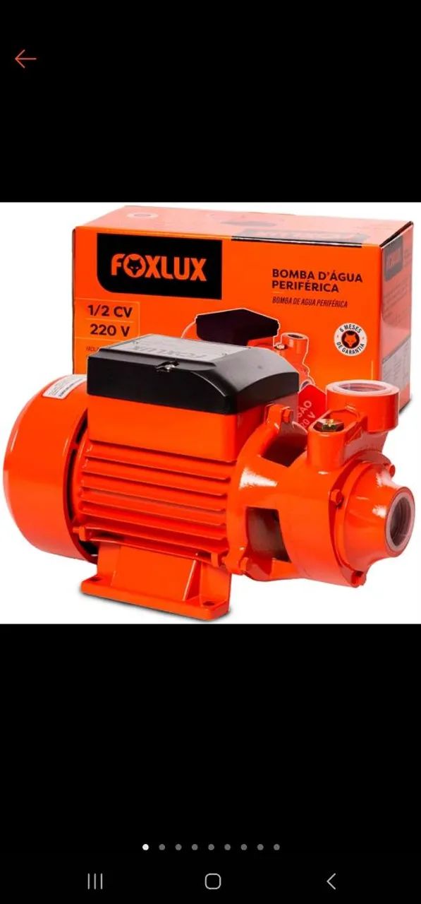 Bomba d'água periférica Foxlux 1/2CV 220V