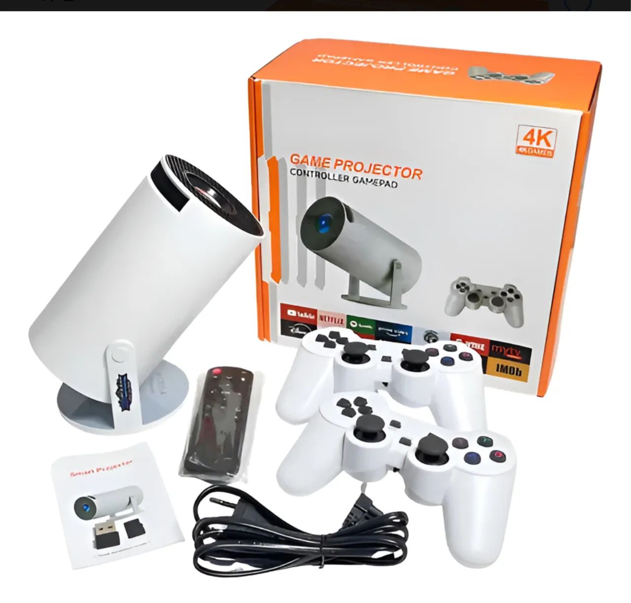Projetor De Jogos Tv  Cinema 4k Portatil Android Full Hd Branco