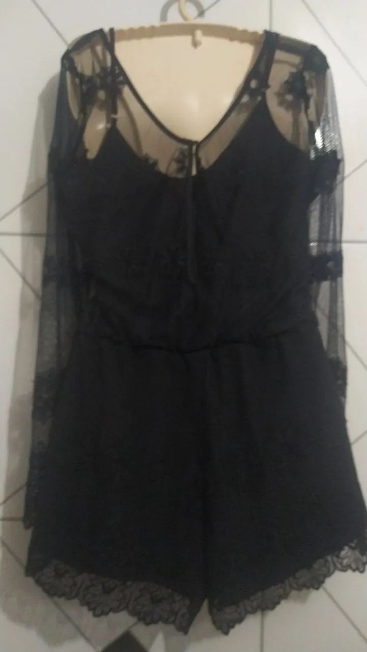Macaquinho Preto Renda - Tam P