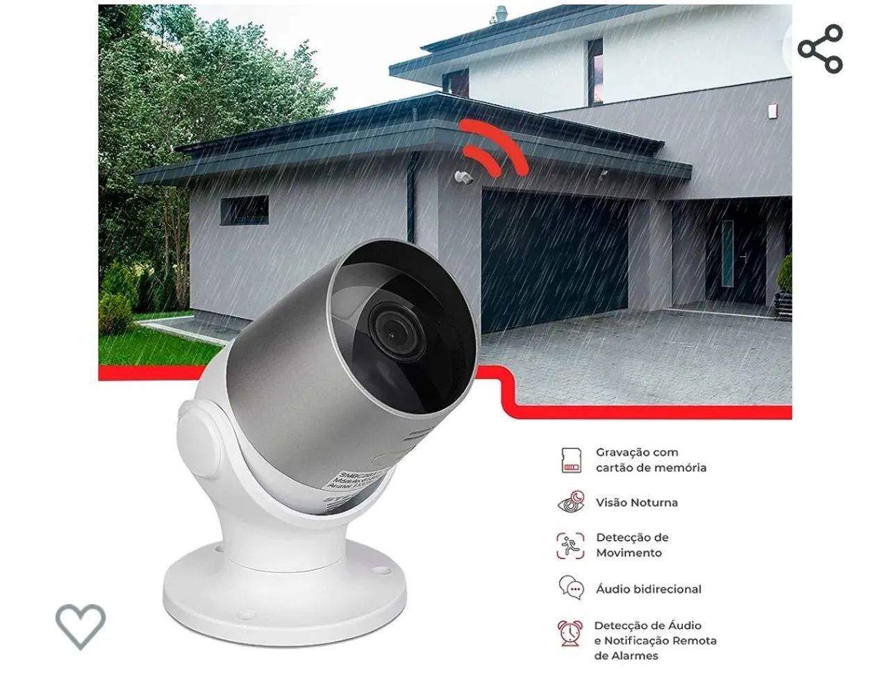Câmera de Segurança Externa Full HD com Visão Noturna