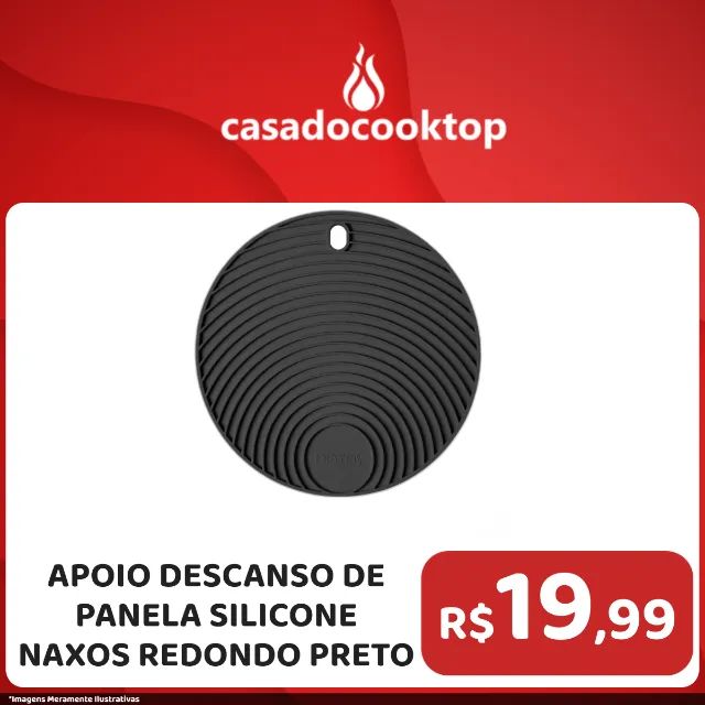 APOIO / DESCANSO DE PANELA SILICONE NAXOS REDONDO PRETO