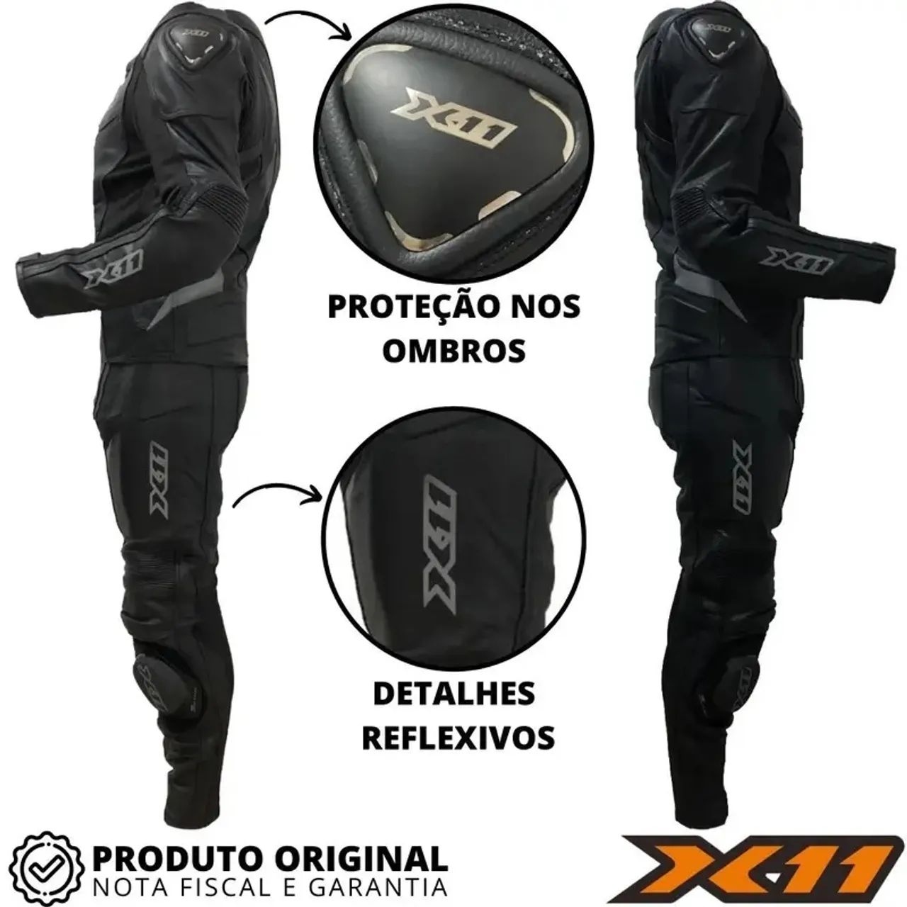 Macacão Motociclista X11 Couro 2 Peças Speed 2 Motoqueiro - Foto 2