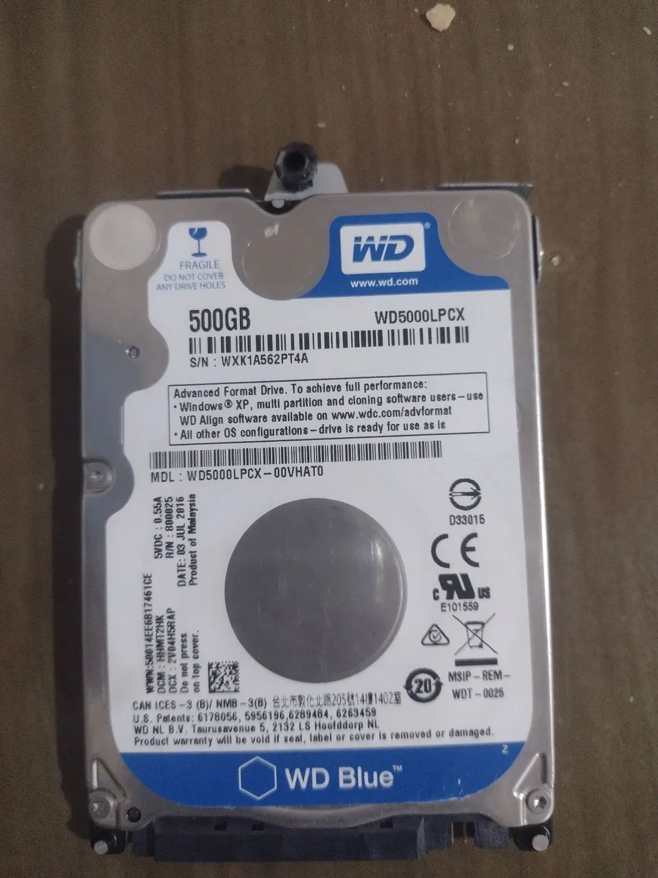 HD WD Blue 500GB - WD5000LPCX
