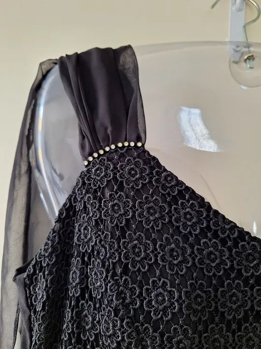 Vestido Longo Preto com guipir  - Foto 3