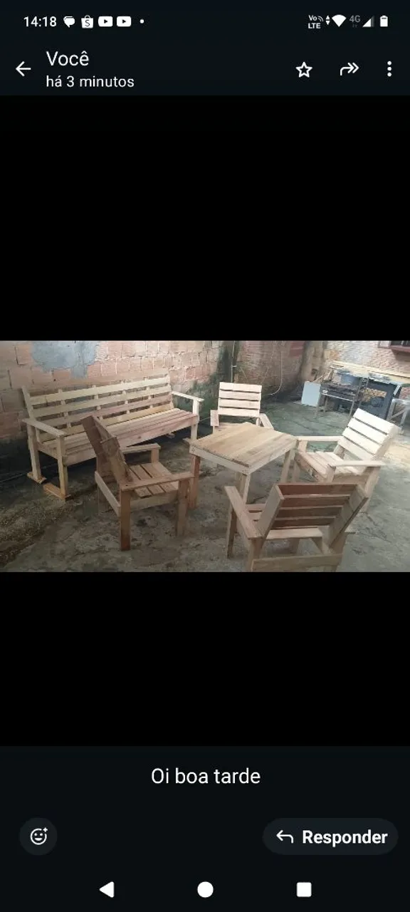 Conjunto de mesa e cadeiras palat rústica