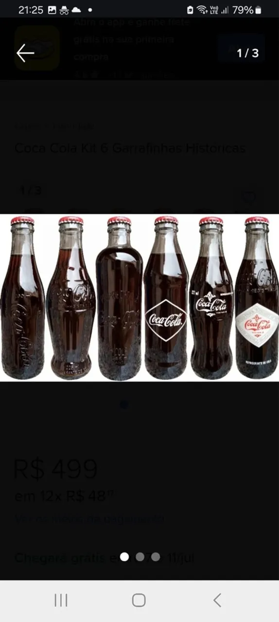 Kit 6 Garrafinhas Históricas Coca-Cola
