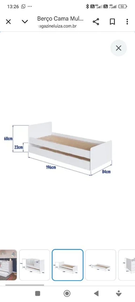 Berço Cama Multifuncional Branco com Gavetas - Foto 2