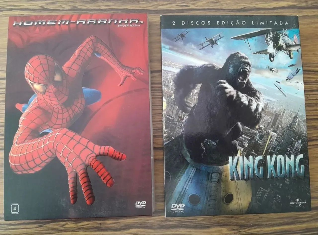 2 DVDs: Homem Aranha 1 e King Kong