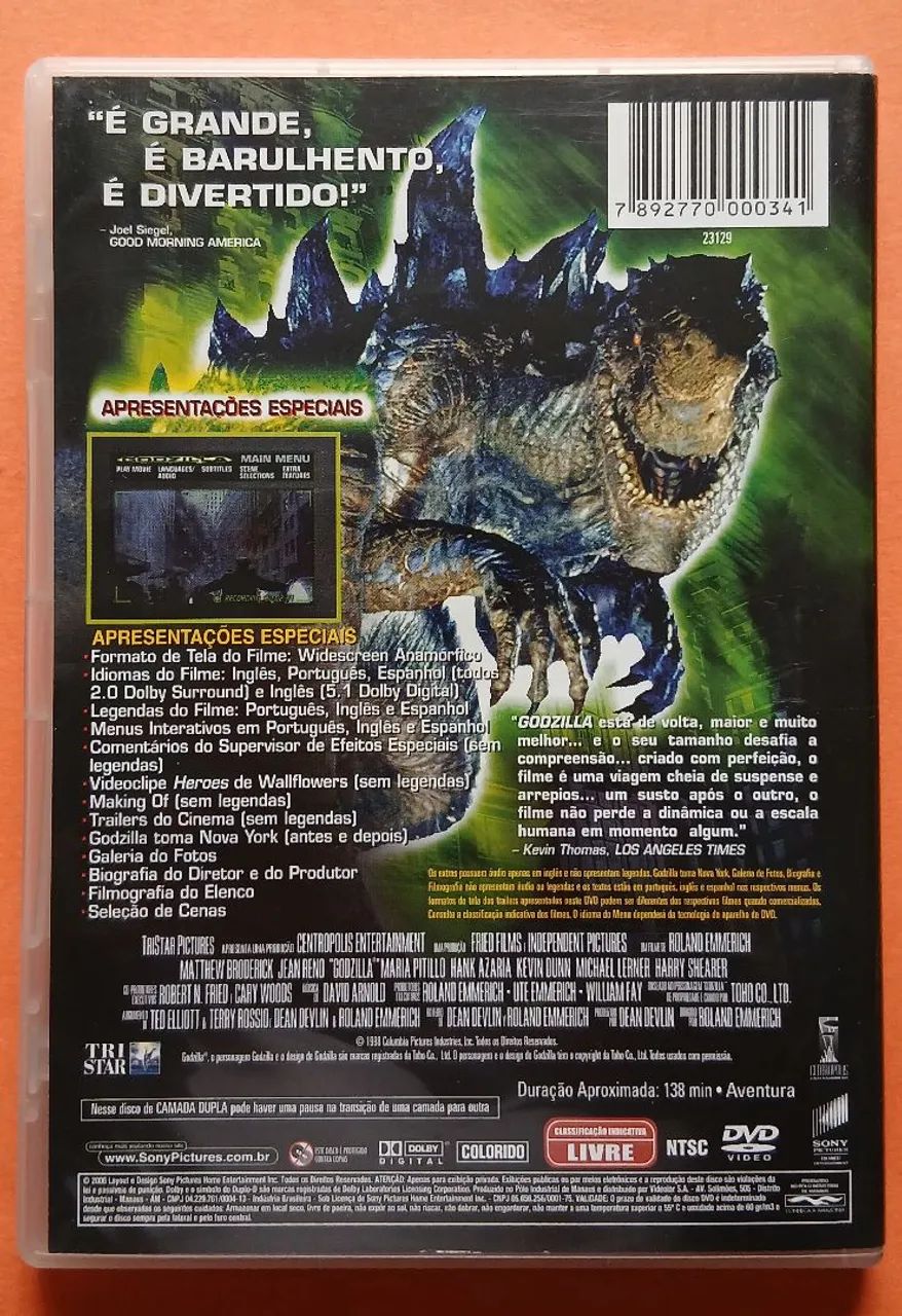 Dvd Godzilla (1998) (Capa Com Arte Interna) - Foto 2