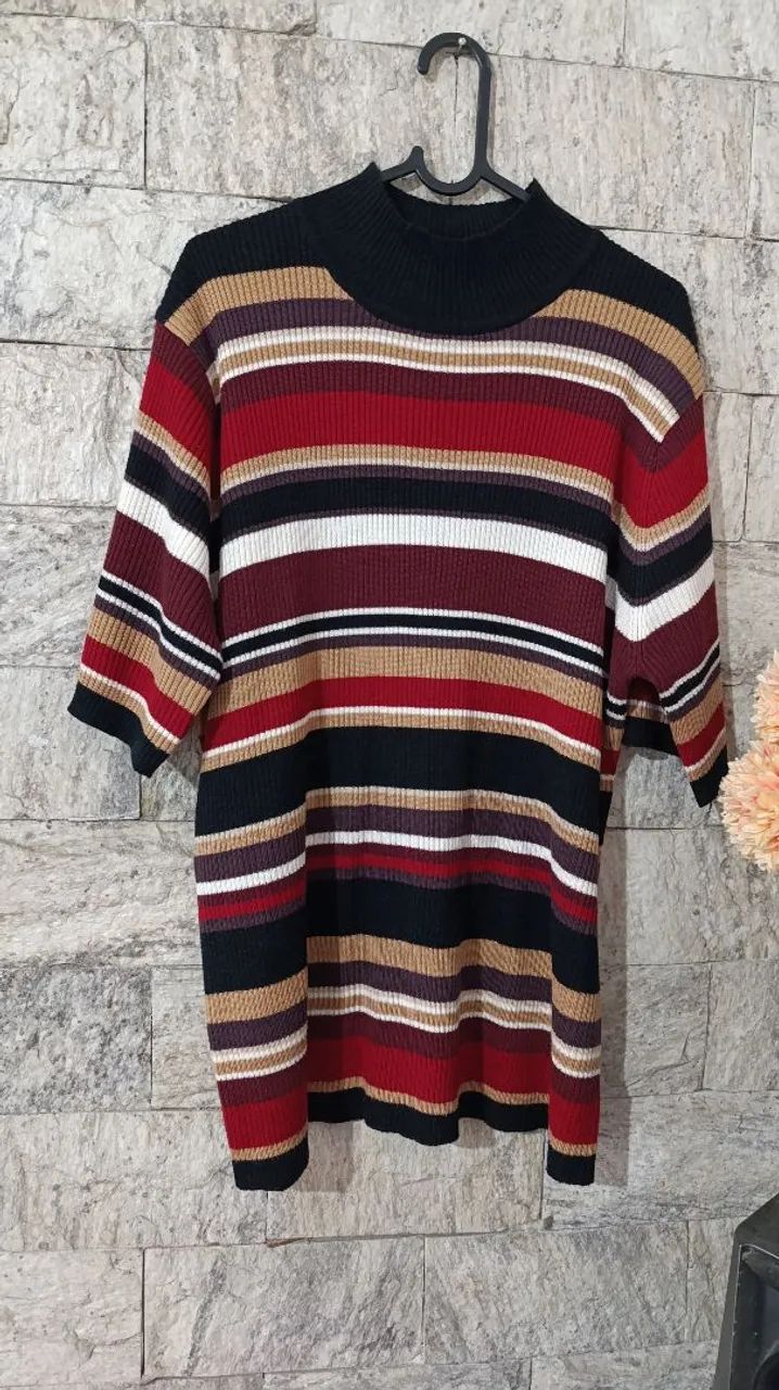 Camisa listrada gola alta em estado de nova - Foto 4