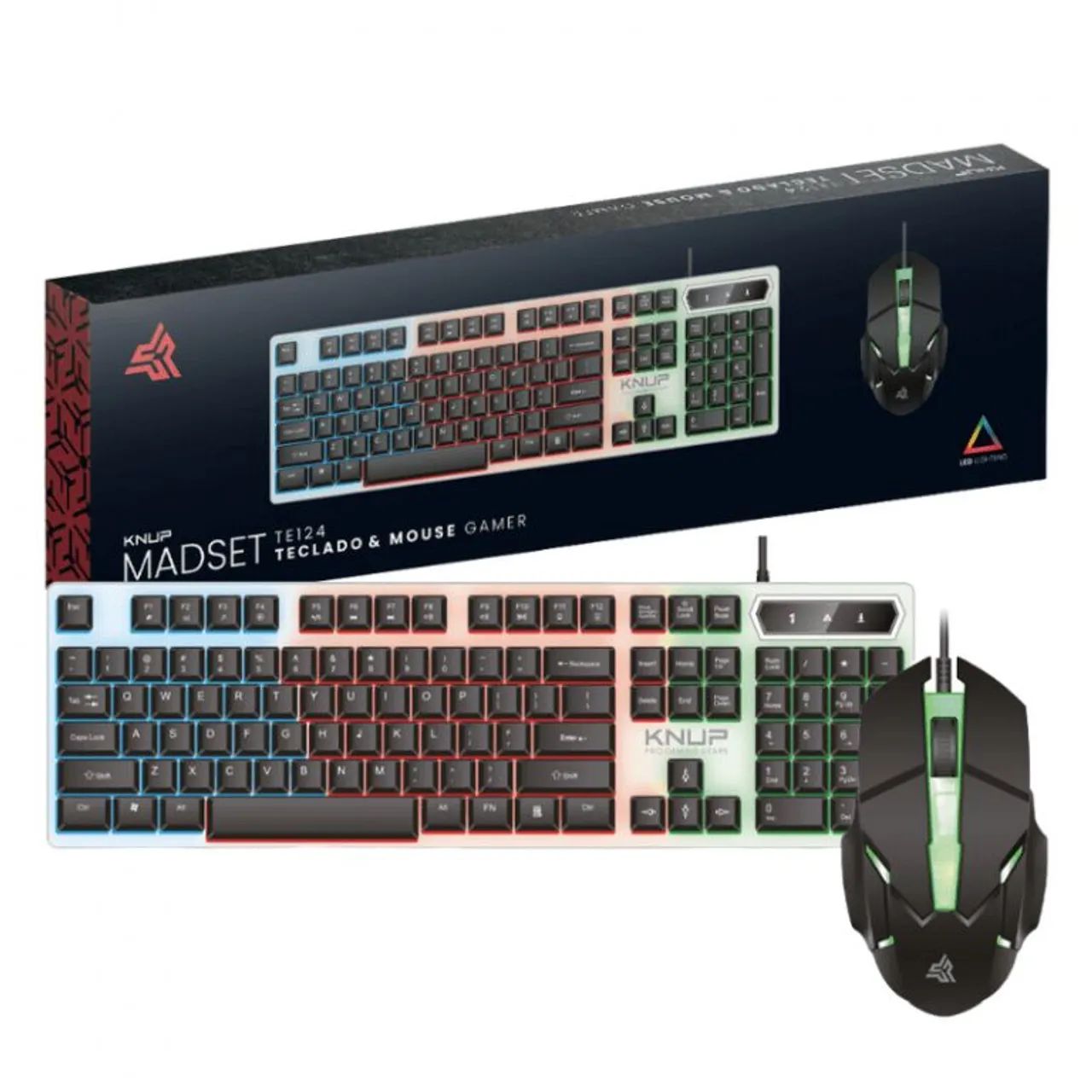 Kit Teclado e Mouse Gamer KNUP TE124 - RGB - Novo