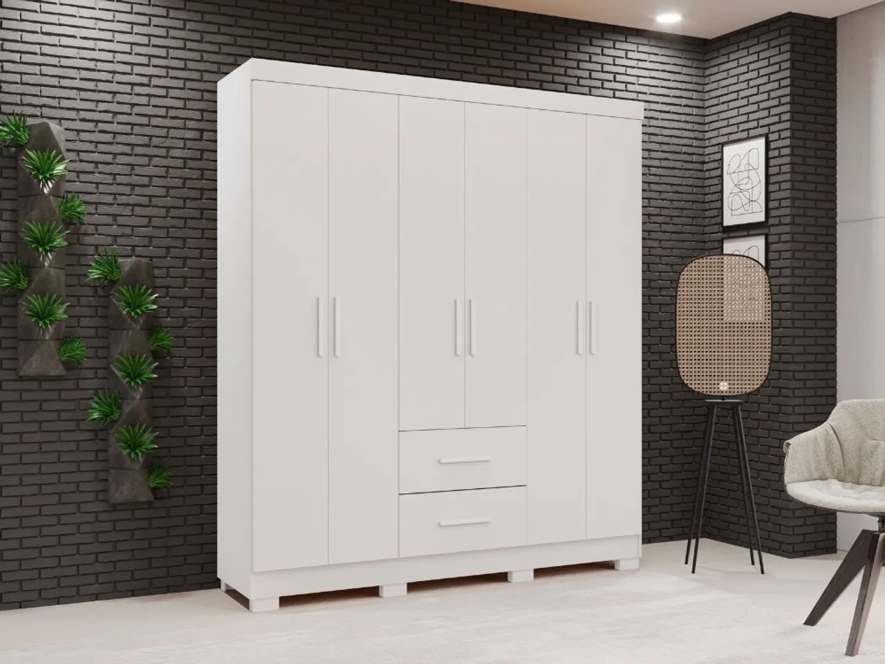 Guarda-Roupa Branco Moderno com 6 Portas !! L6528m