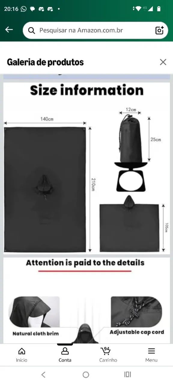 Capa de chuva poncho barraca acampamento  - Foto 3